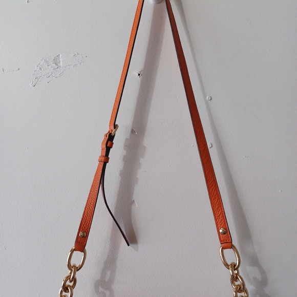 michael kors handbag Orange And Gold adjustable strap 7in. Deep Pre Owned - Picture 6 of 16